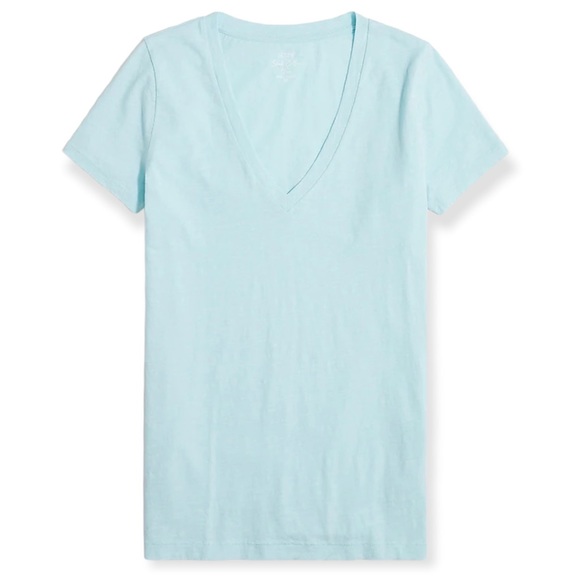 J. CREW V-Neck Tee Vintage Cotton T-Shirt Soft Agua Blue Short Sleeve - Picture 13 of 13